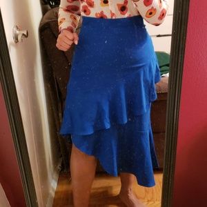 Royal colbat blue high/low skirt